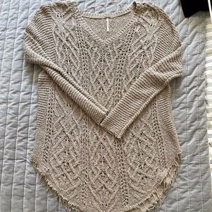 Free People Taupe Knit Sweater